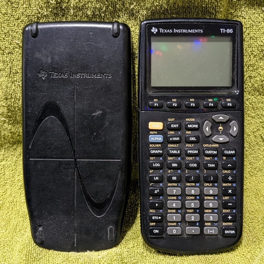 TEXAS Instruments TI-86 Graphing Calculator with Cover in Very Good Condition